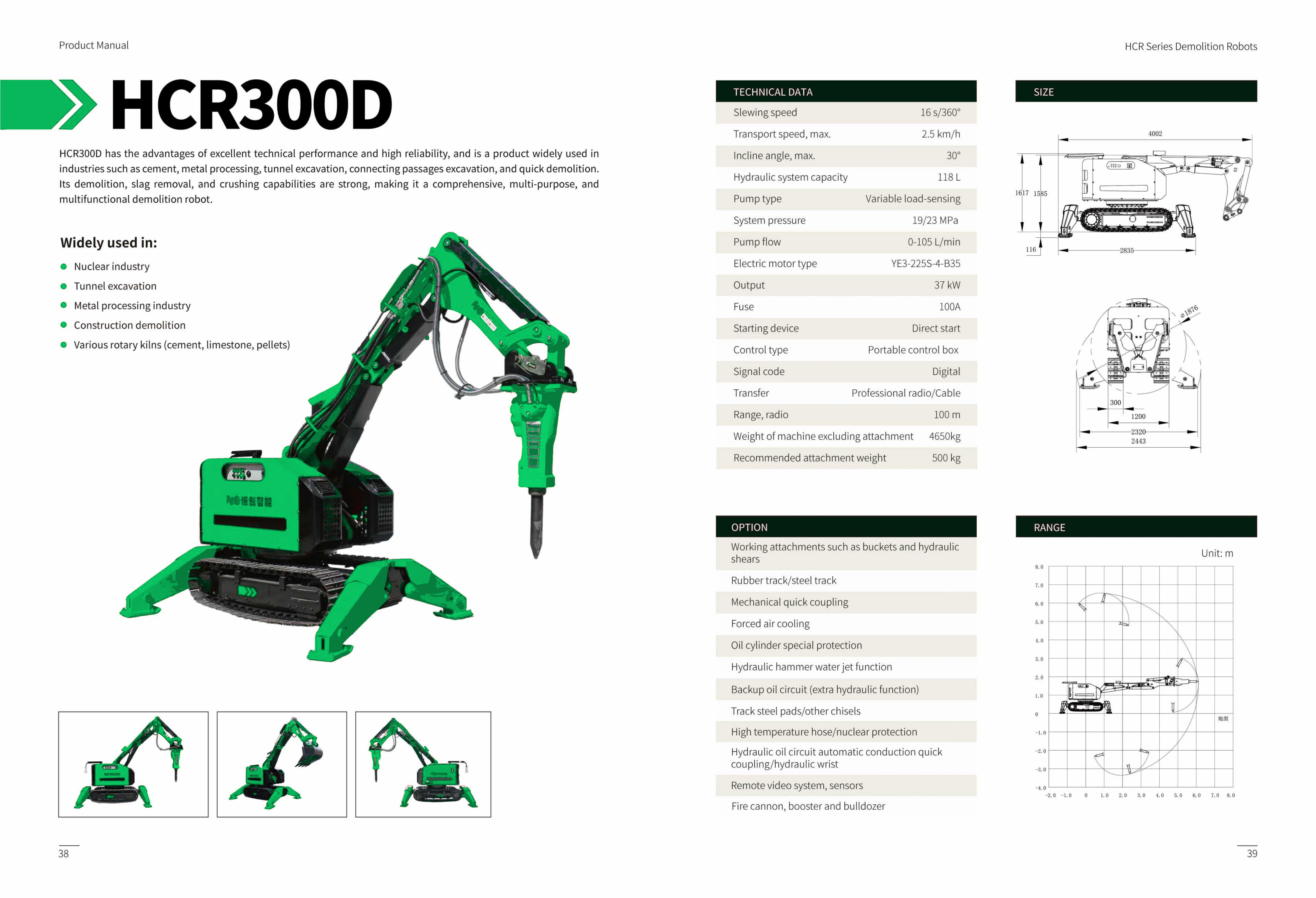 HCR300D technical data