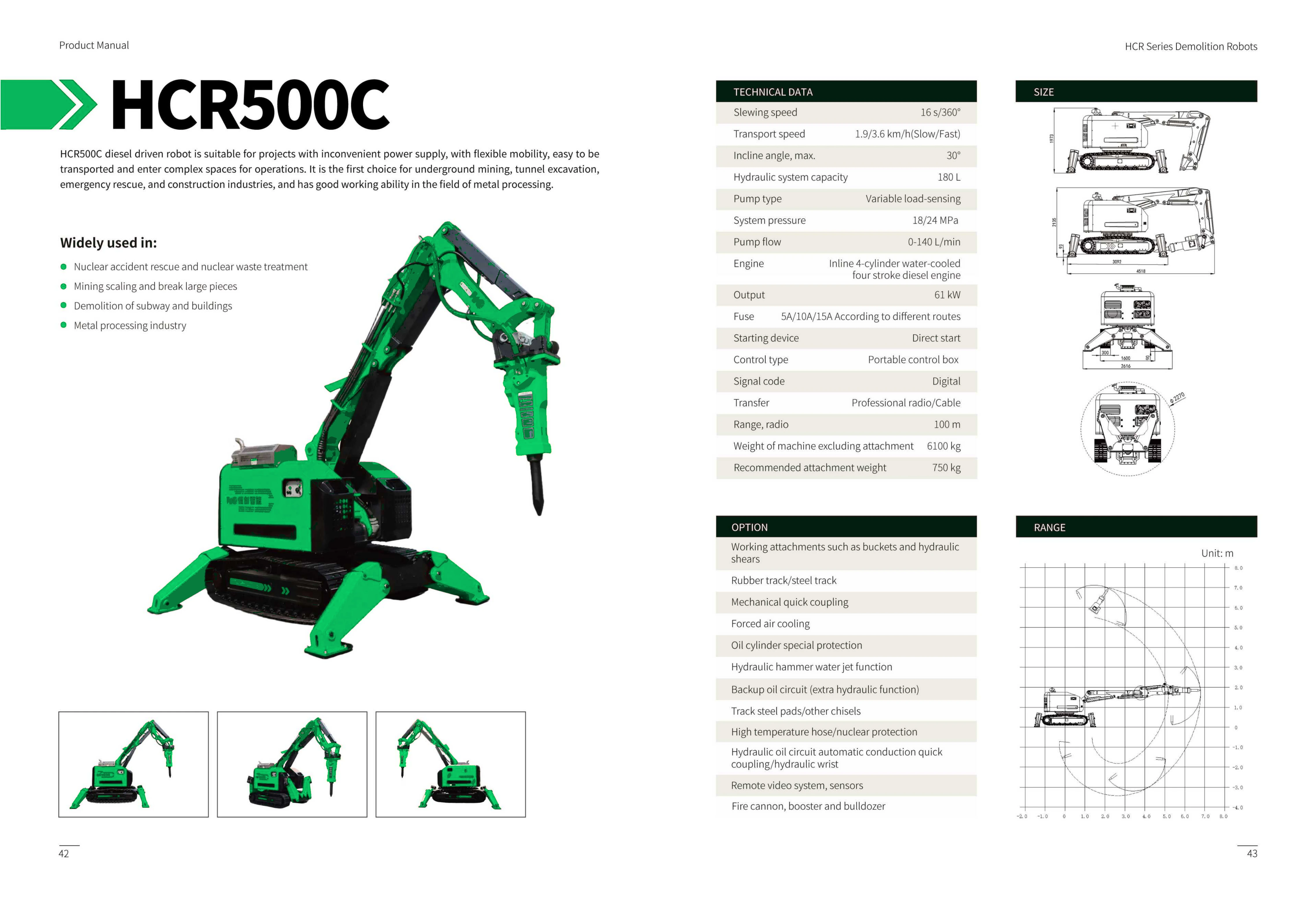 HCR500C technical data
