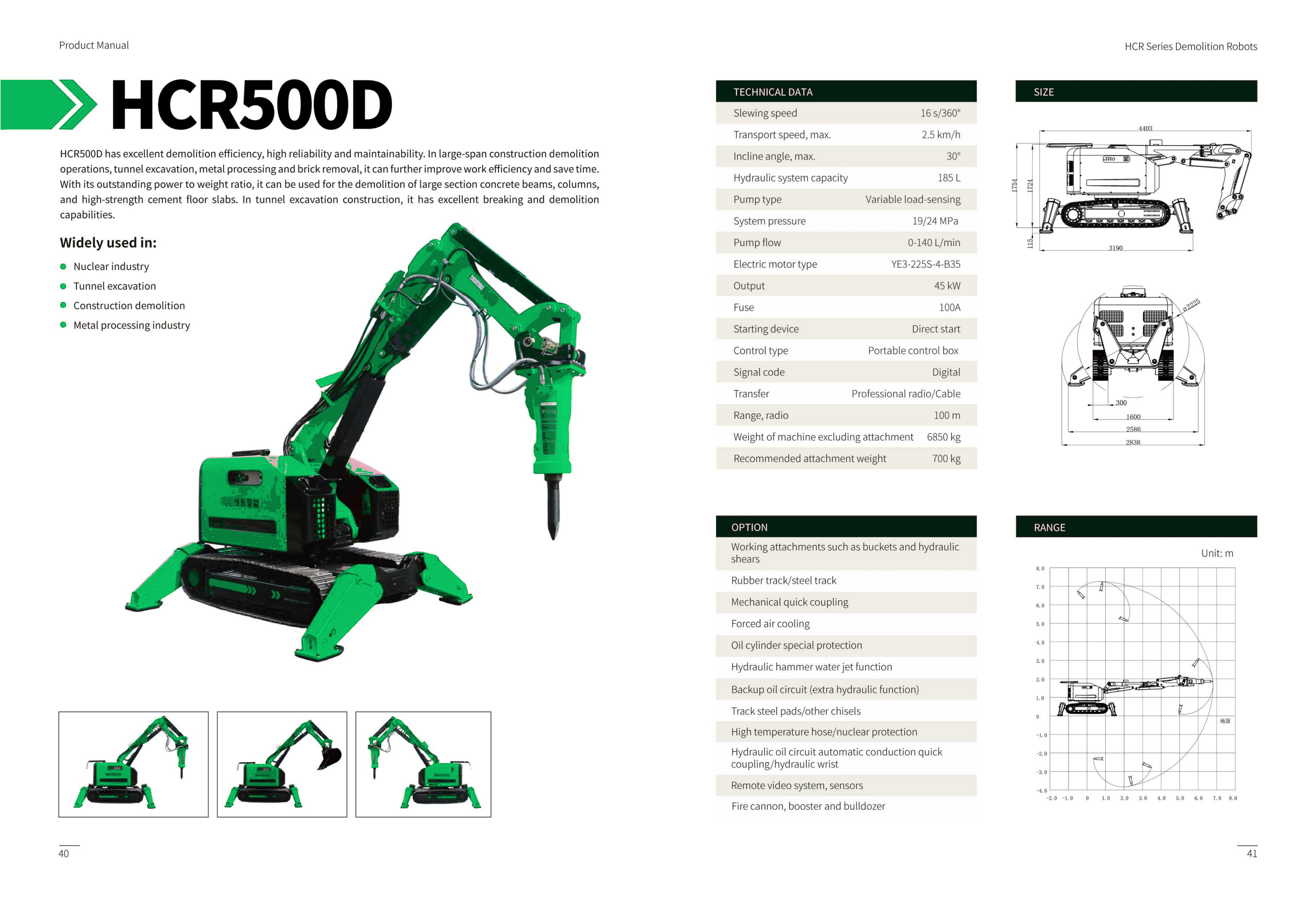 HCR500D technical data