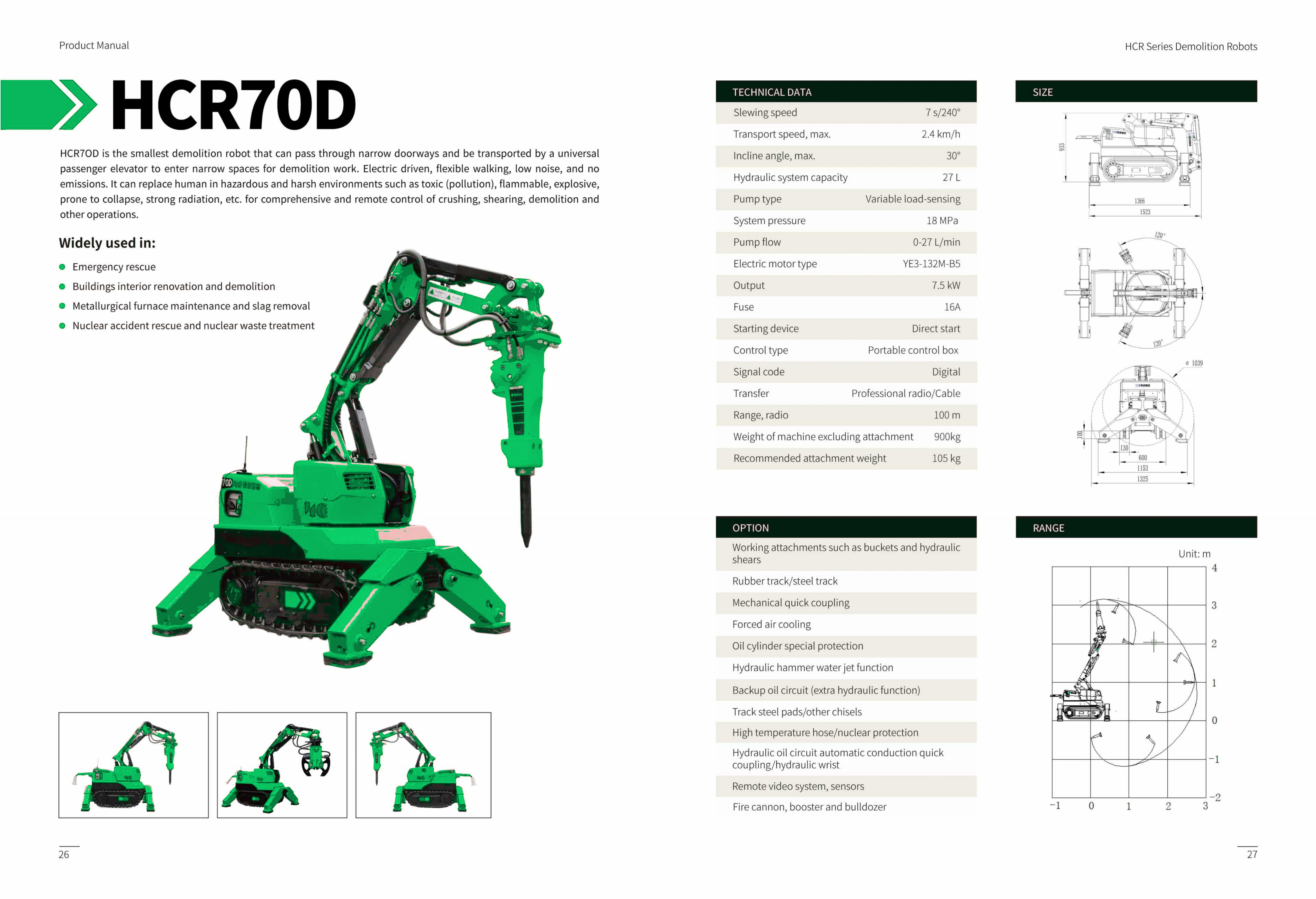 HCR70D technical data