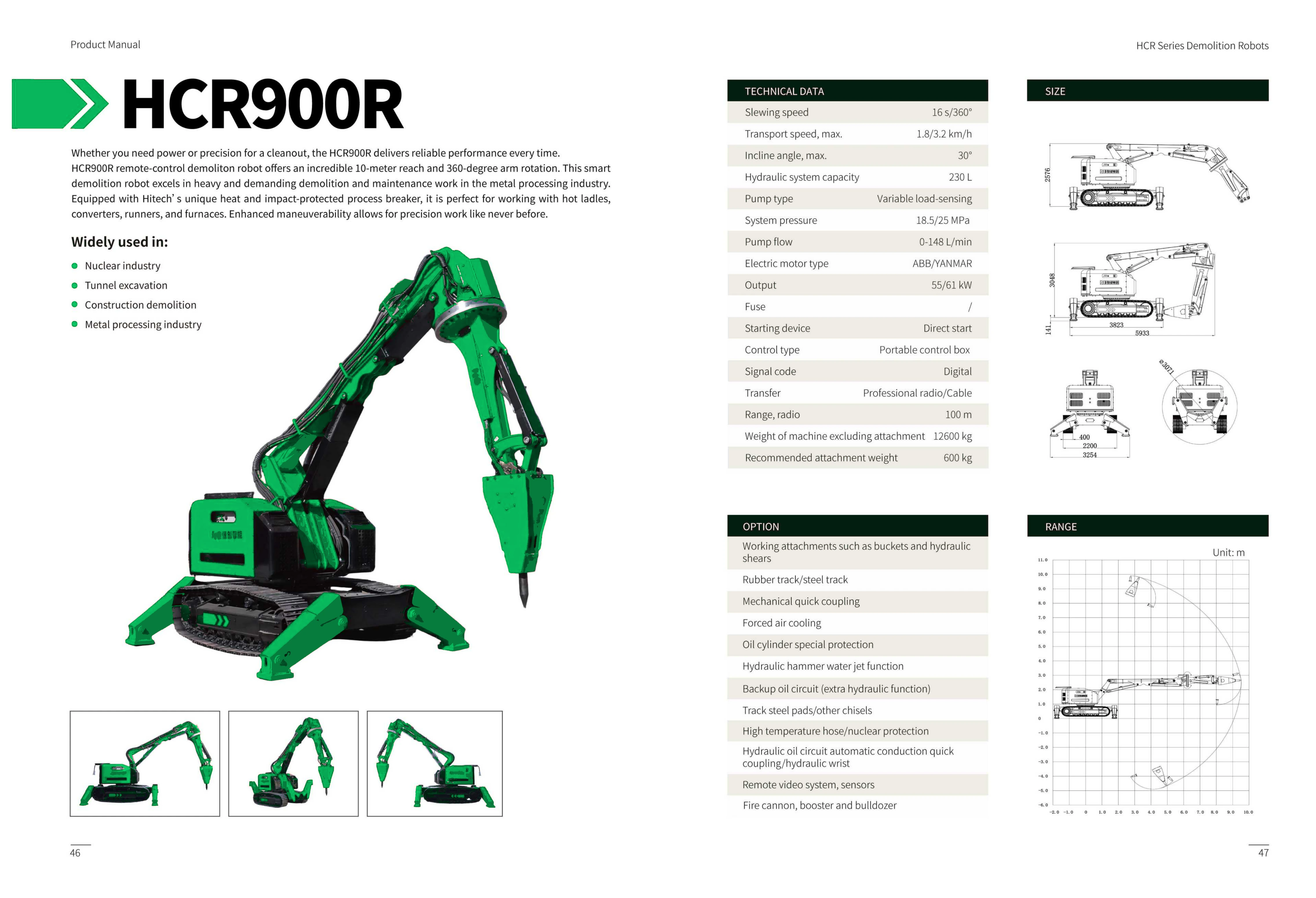 HCR900R technical data